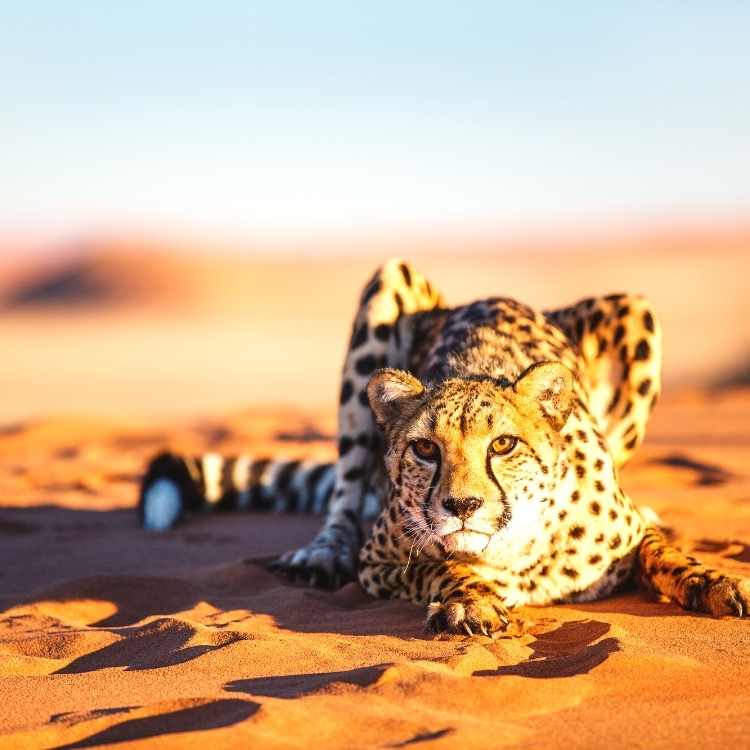 Cheetah walking gracefully in natural habitat