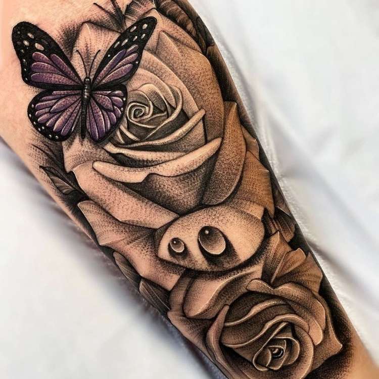 purple butterfly tattoo