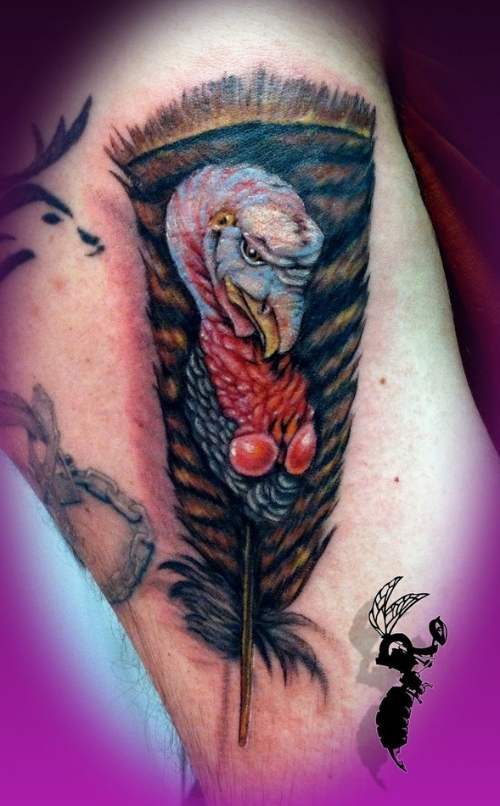 turkey feather tattoo