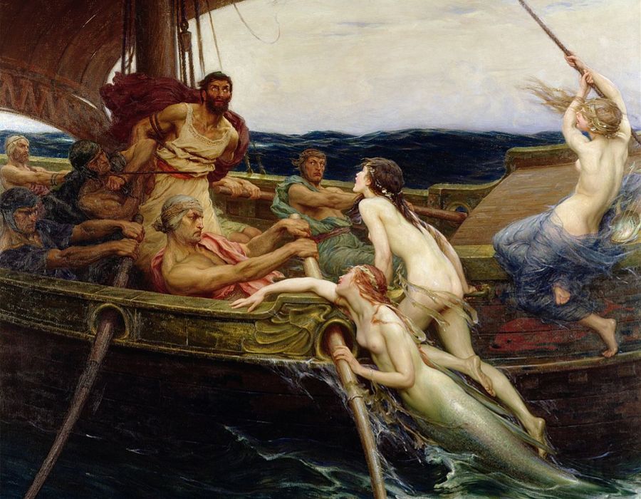 Ulysses and the Sirens, 1909 by Herbert James Draper - famouse mythical creatute painting