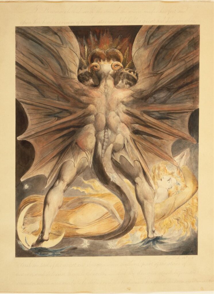 Famous Paintings Of Mythical Creatures: The Great Red Dragon and the Woman Clothed with the Sun 