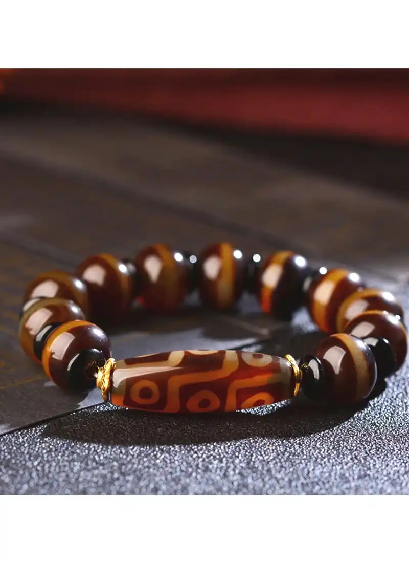 Tibetan Nine-Eye Dzi Bead Wealth Protection Bracelet