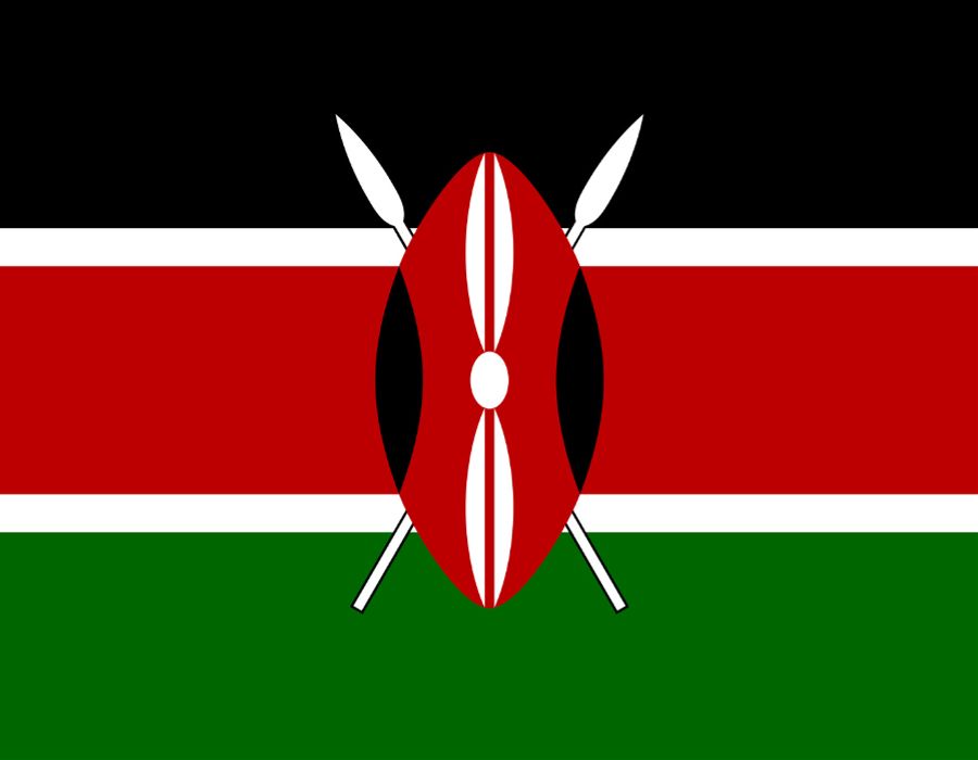 The flag of Kenya with crossed spears