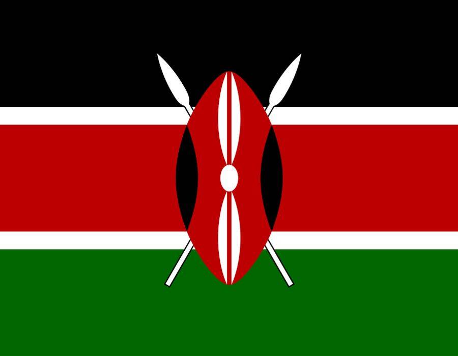 The flag of Kenya with crossed spears