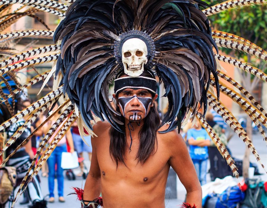 Aztec Indian with feathers