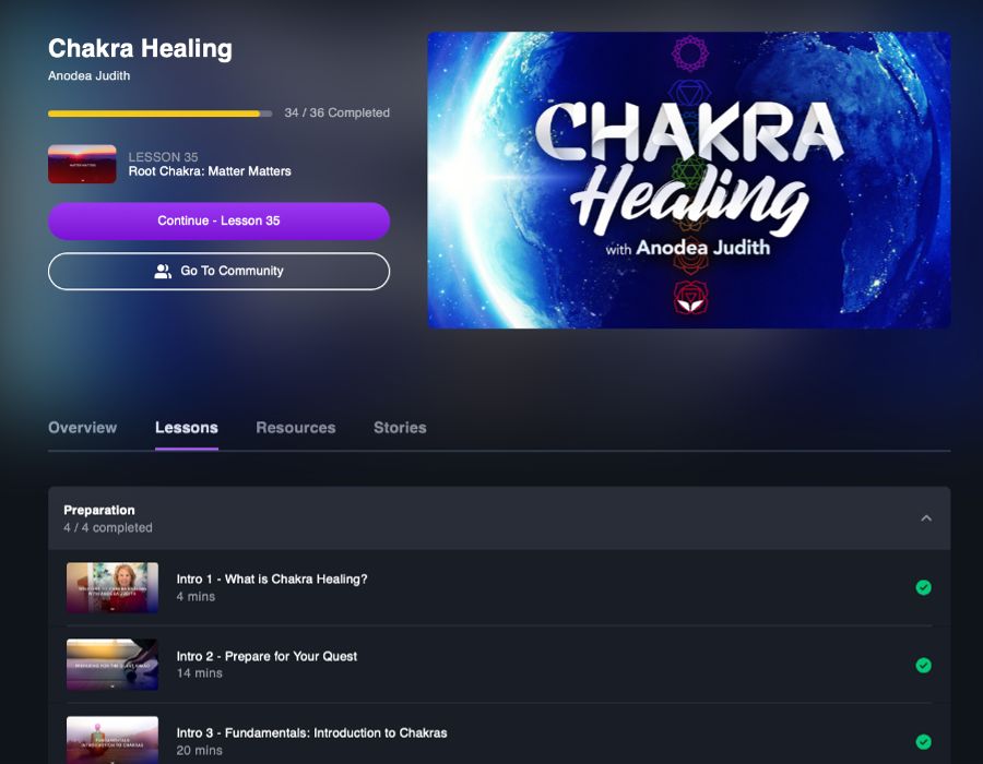 chakra healing course screenshot Unlock Your Energy Centers: A Course Review of Mindvalley's Chakra Healing Course by Anodea Judith