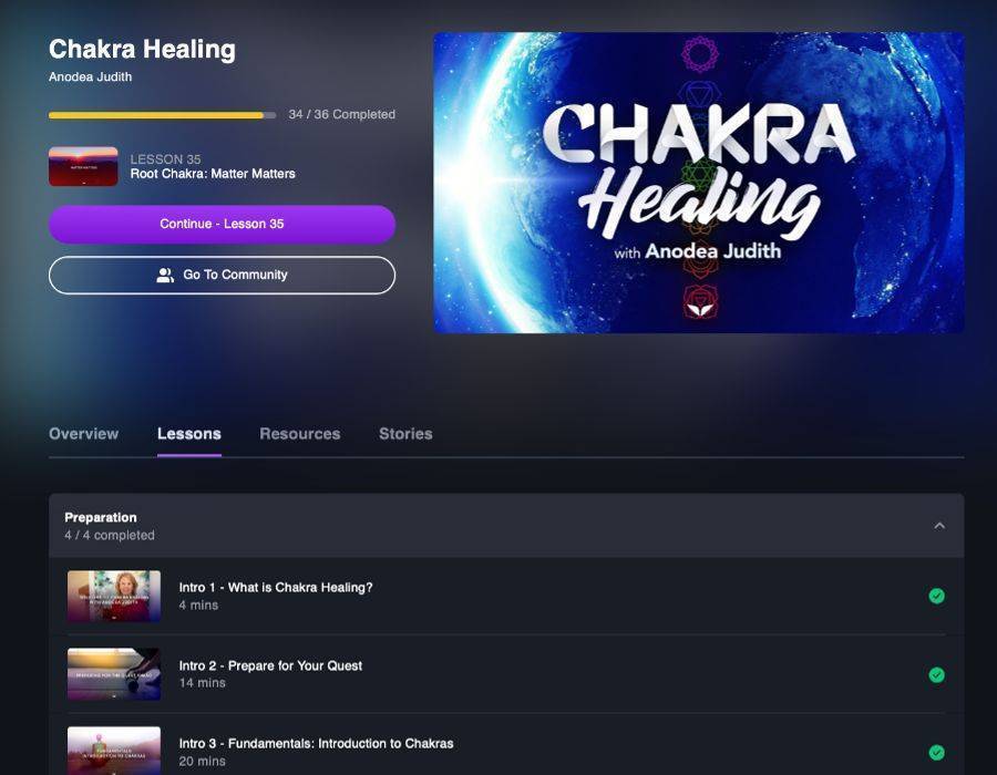 chakra healing course screenshot Unlock Your Energy Centers: A Course Review of Mindvalley's Chakra Healing Course by Anodea Judith