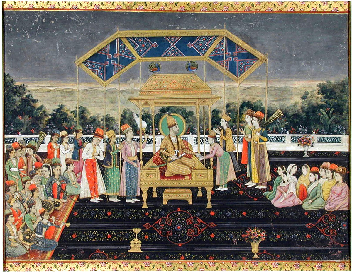 Nadir Shah on the Peacock Throne after his defeat of Muhammad Shah. ca. 1850