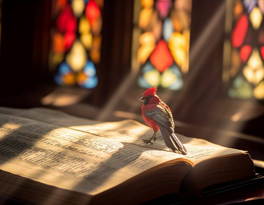 cardinal bird and bible