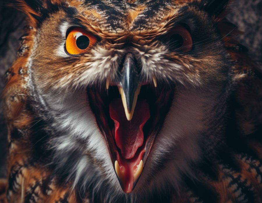 huge owl screaming