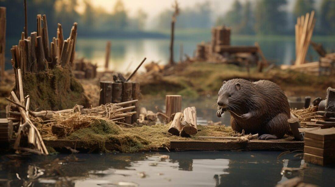 beaver building a dam