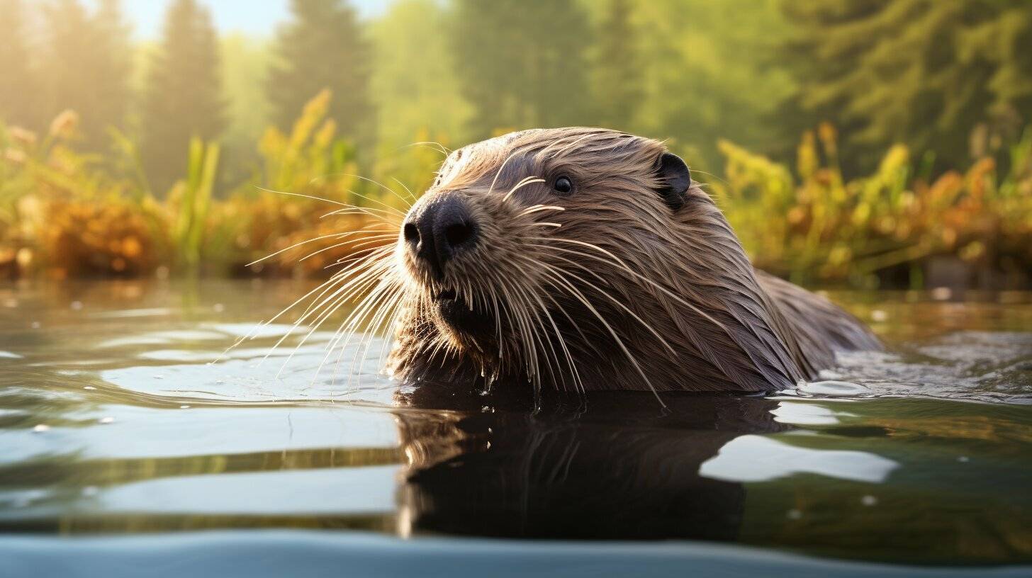 Artistic representation of beaver symbolism alongside other water creatures