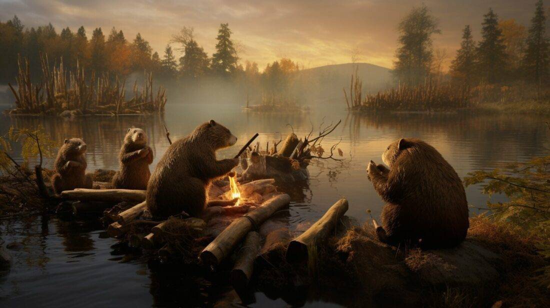 beavers in a river