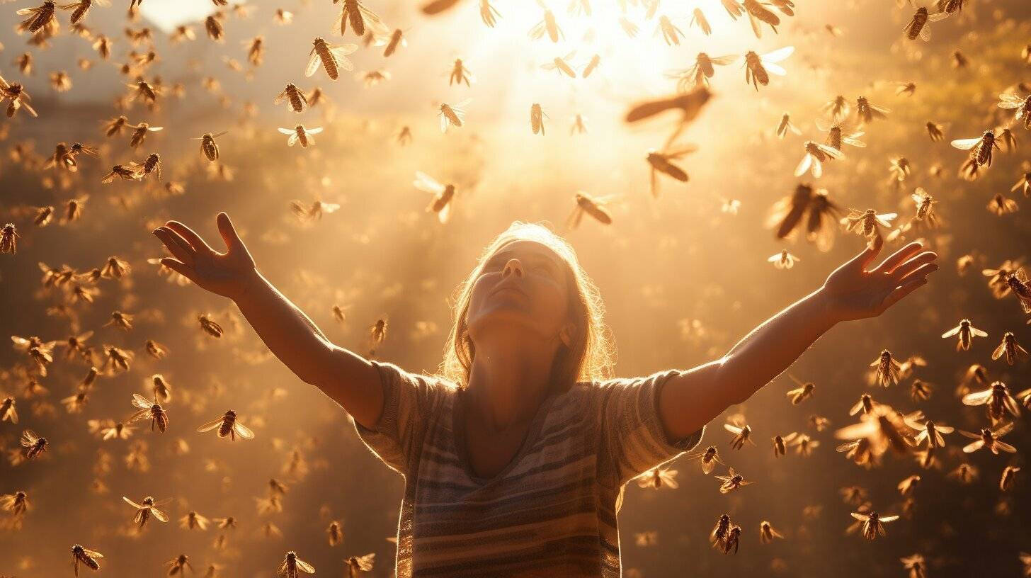 Symbolic significance of bees flying around a person in ancient traditions