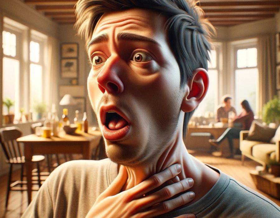 Person experiencing hiccups during a moment of transition, symbolizing change