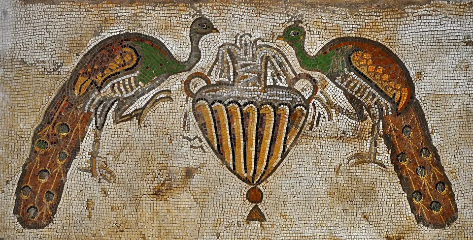 Byzantine church in Nahariya - Peacocks Mosaic