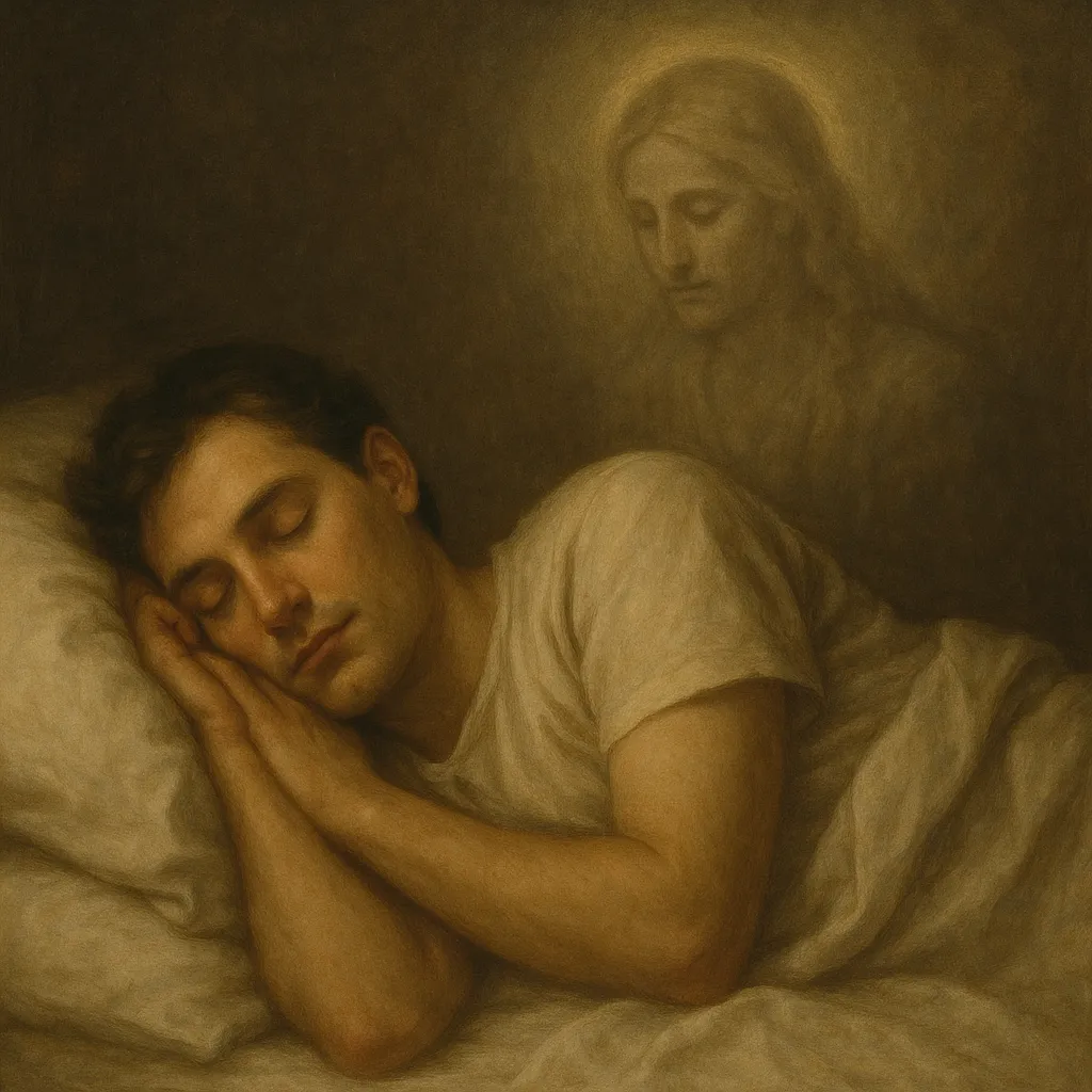 sleeping with a subtle spiritual presence nearby depicted respectfully Beyond the Veil: What the Bible Reveals About Seeing Deceased Loved Ones in Dreams