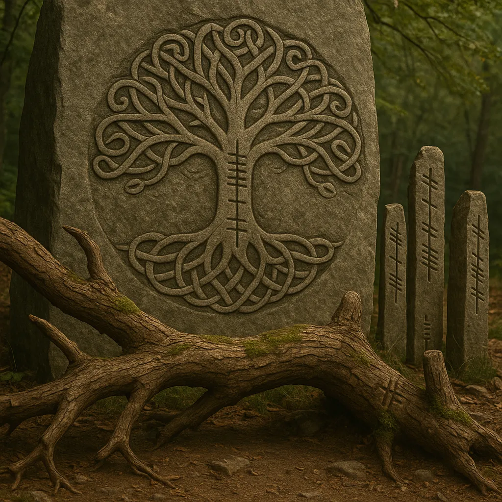 Celtic tree carving or Ogham stones with fallen branches ancient wisdom traditions When Trees Fall From Heaven: 7 Powerful Divine Messages You Can't Ignore